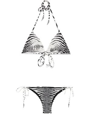 Roberto Cavalli Zebra-Print Bikini - White