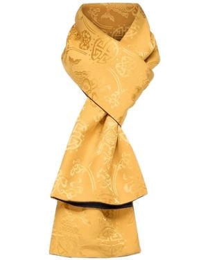 Shanghai Tang Two-Faced Jacquard-Woven Silk-Cashmere Scarf - Metallic