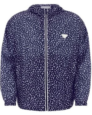 Prada Printed Hooded Windbreaker - Blue