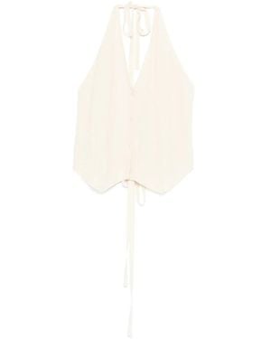 JOSEPH Halter-Neck Button Top - White
