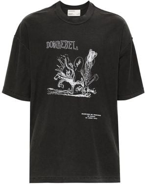 DOMREBEL Comic Kick Graphic-Print Cotton T-Shirt - Black