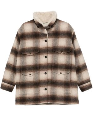 Filson Kodiak Plaid Shearling-Collar Coat - Brown