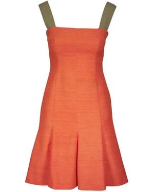 Akris Punto Robe Plissée À Encolure Carrée - Rouge
