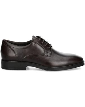 Ecco Leather Lace-Up Derby Shoes - Brown
