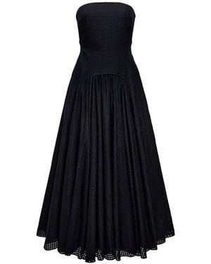 Another Tomorrow Schulterfreies Kleid Mit Vichy-Karo - Blau