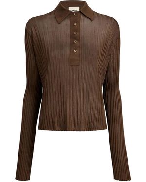 KHAITE Vin Ribbed Buttoned-Top - Brown