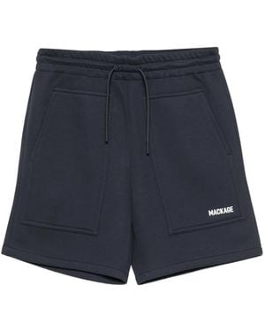 Mackage Elwood-R Logo-Print Drawstring Shorts - Blue