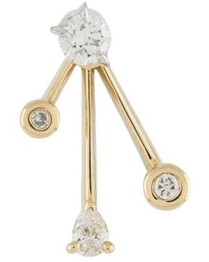 LE STER 18Kt Crackle Ear Jacket With Diamond Studs Single Earring - White