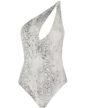 FEDERICA TOSI Snake-Print One-Shoulder Swimsuit - White