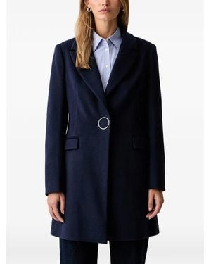 Fracomina Manteau À Revers Crantés Et Détail D'Anneau - Blue
