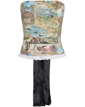 Olympiah Map-Print Corset Top - Natural