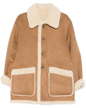 DUNST Buttoned Faux-Shearling Jacket - Natural