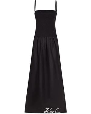 KARL LAGERFELD Maxi Shirred Beach Dress - Black