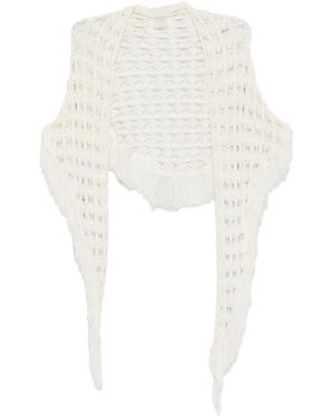 ELOU Fringed Pointelle Sarong - White