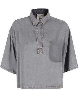 Semicouture Shana Faded-Effect Polo Shirt - Grey