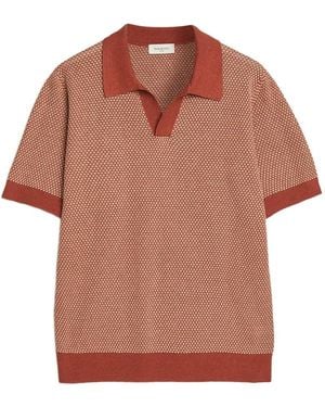 Piacenza Cashmere Textured Polo-Collar T-Shirt - Pink