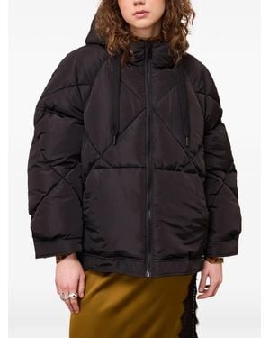 Ottod'Ame Diamond-Quilted Hooded Coat - Black