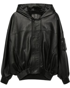 Balenciaga Hooded Leather Jacket - Black