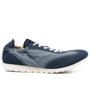 Eleventy Panelled Suede-Trimmed Trainers - Blue