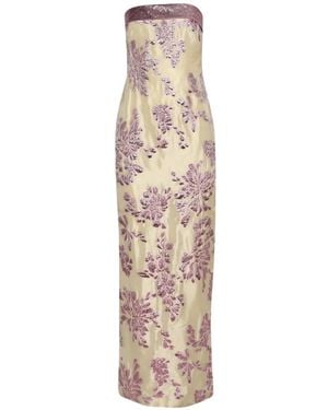 Dima Ayad Floral-Appliqué Strapless Dress - White