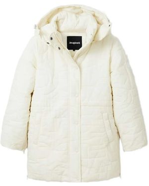 Desigual Hooded Puffer Jacket - White
