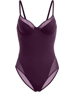 Wolford Sheer-Paneled Bodysuit - Purple