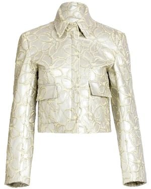Silvia Tcherassi Perla Floral-Embroidered Cropped Jacket - White