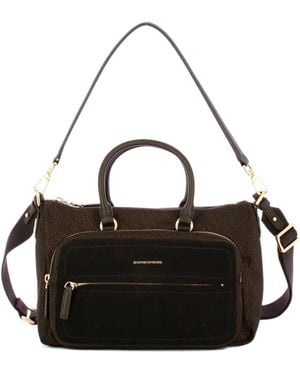 Borbonese Opium-Print Panelled Tote Bag - Black
