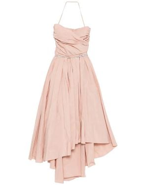 Pinko Strapless Ruched Asymmetric Midi Dress - Pink