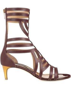 Sergio Rossi 50Mm Leather Cut-Out Sandals - Brown