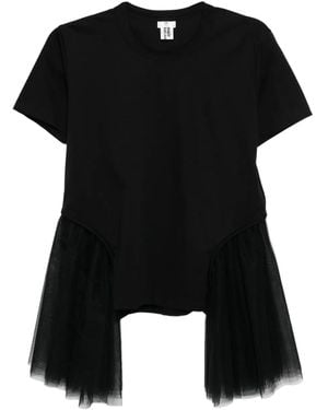 Noir Kei Ninomiya Tulle-Sleeved T-Shirt - Black