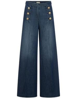 Seductive Button Fastening Palazzo Pants - Blue