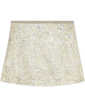 Ganni Metallic Cloqué Mini Skirt - Natural