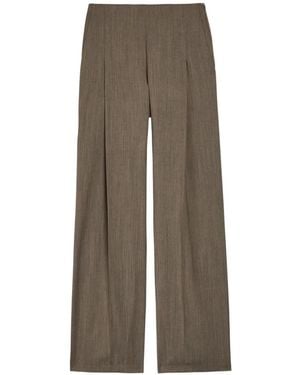 Emporio Armani Pleated Marl-Effect Trousers - Brown