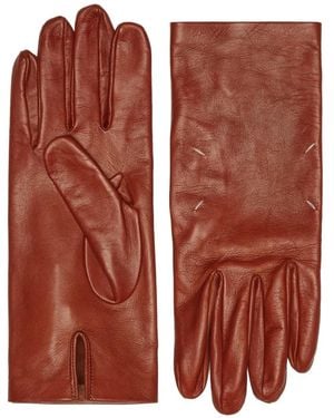 Maison Margiela Four-Stitch Leather Gloves - Brown