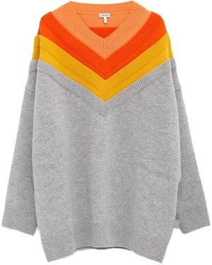 Loewe Maglione Con Design Color-Block E Scollo A V - Grigio