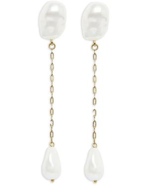 Erdem Pendientes De Cadena Con Perla - Blanco