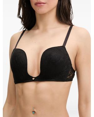 Guess Lace-Overlay Plunge Bra - Black