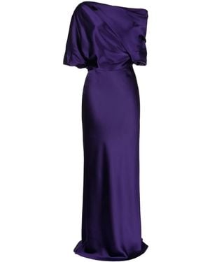 Amsale Off-Shoulder Draped-Detail Gown - Purple