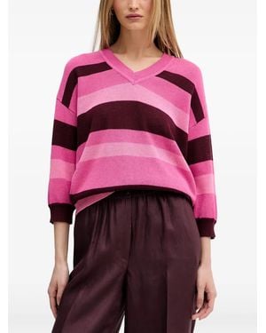 MARC AUREL Striped V-Neck Jumper - Pink
