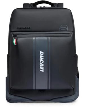 Piquadro X Ducati Logo-Detail Backpack - Black