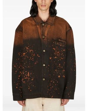 Guess Paint Splatter-Print Denim Jacket - Black