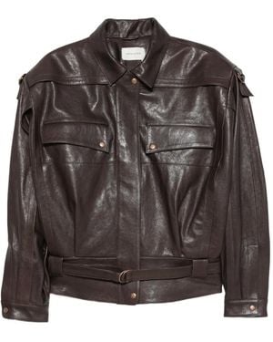 Magda Butrym Belted Leather Jacket - Brown