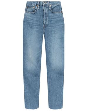 RE/DONE 70S Stove Pipe Raw-Cut Jeans - Blue