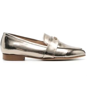 Casadei Logo-Plaque Metallic Loafers