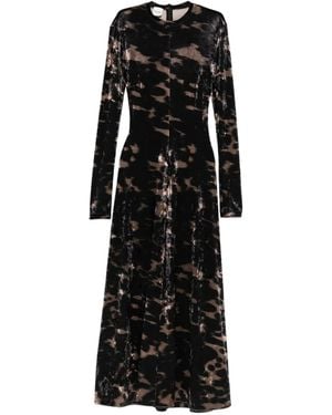 Nanushka Long-Sleeved Tie-Dye Velvet Dress - Black