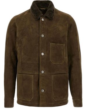 Giorgio Brato Shearling-Collar Suede Jacket - Green