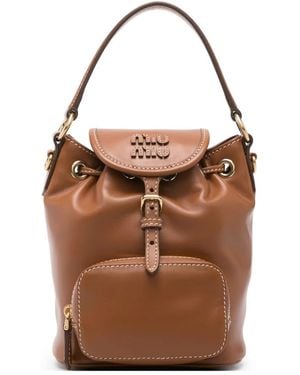 Miu Miu Logo Flap-Top Mini Bag - Brown