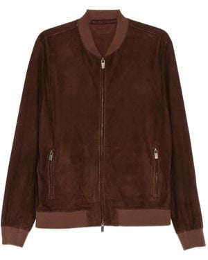 Salvatore Santoro Suede Bomber Jacket - Brown