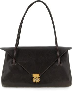 Marni East West Leather Shoulder Bag - Black
